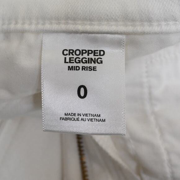 EXPRESS Womens 0 Mid Rise Cropped Legging Side Stripe White Jeans - Picture 10 of 11